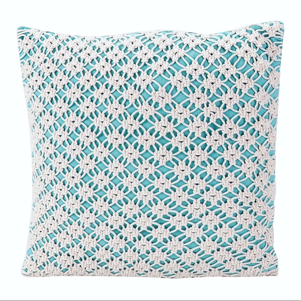 Macrame Throw Pillow Large Decorative Blue Hallmar